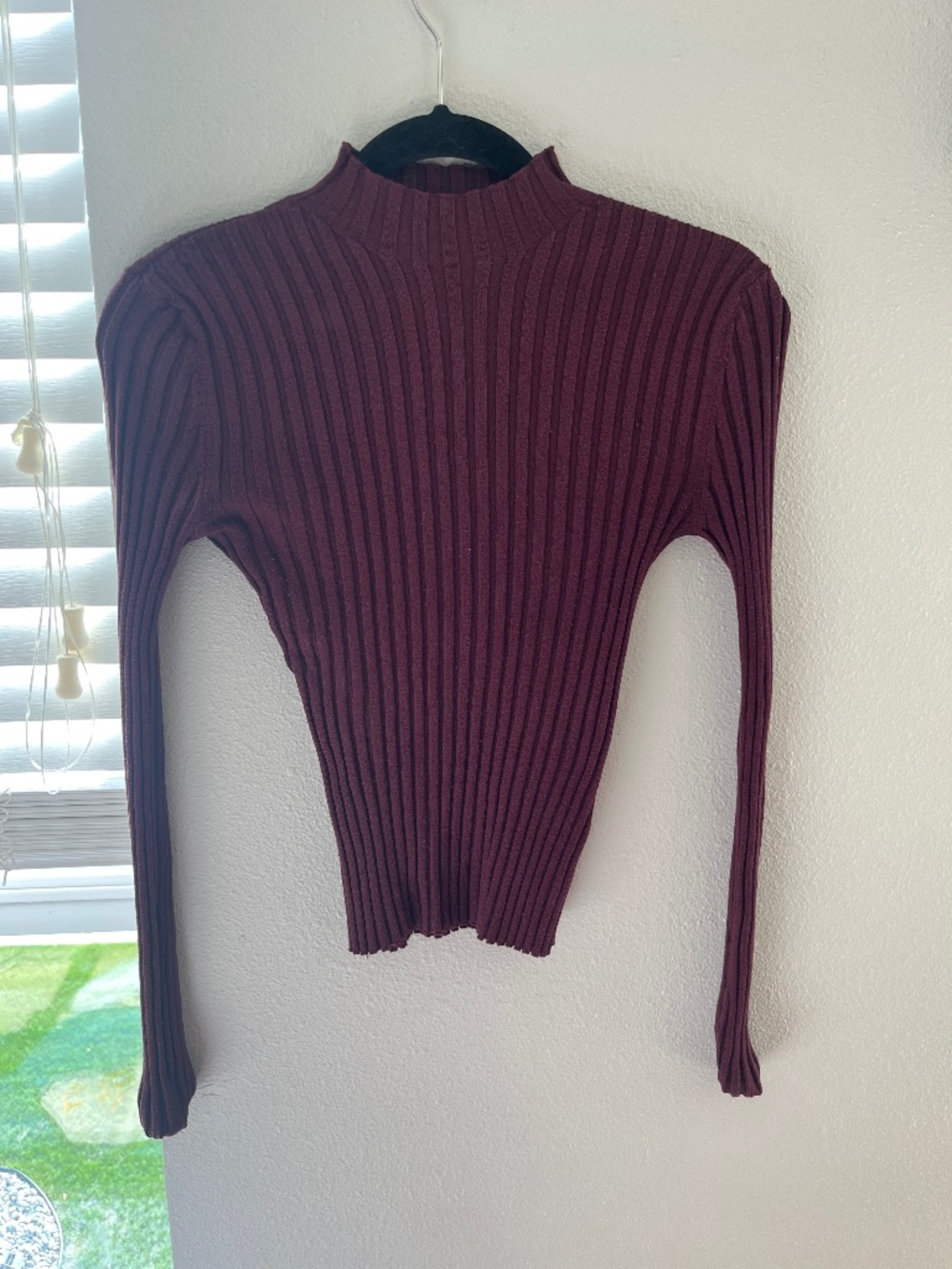 Burgundy mock crew neck